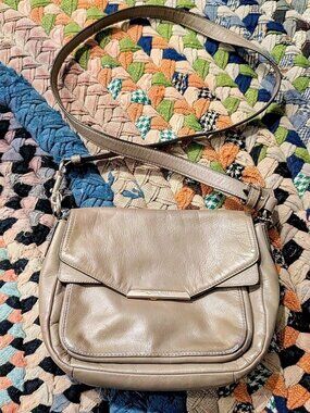 Coach Taylor Leather F31844 Flap Crossbody Purse Bag Khaki Brown #leather